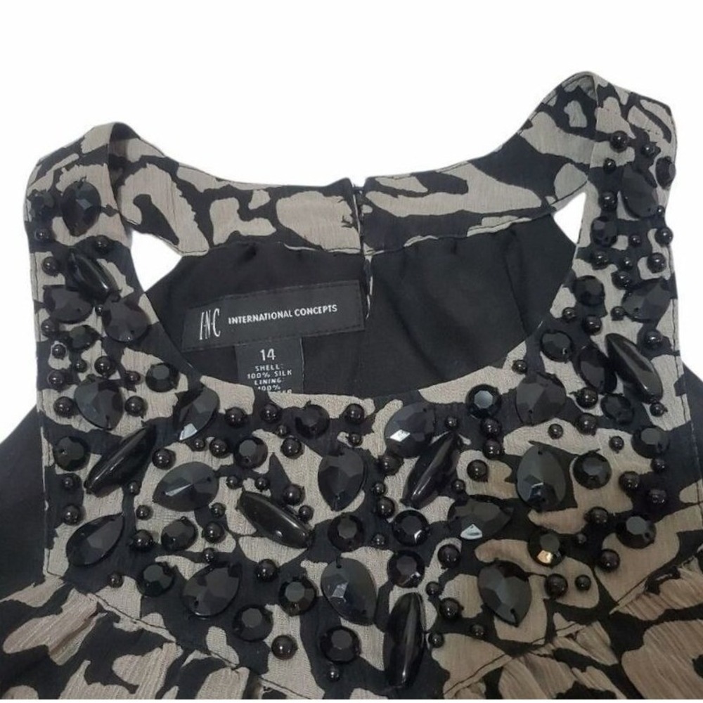 INC International Concepts Sleeveless Ruffled Abstract Print Party‎ Silk Dress14 - Picture 6 of 14